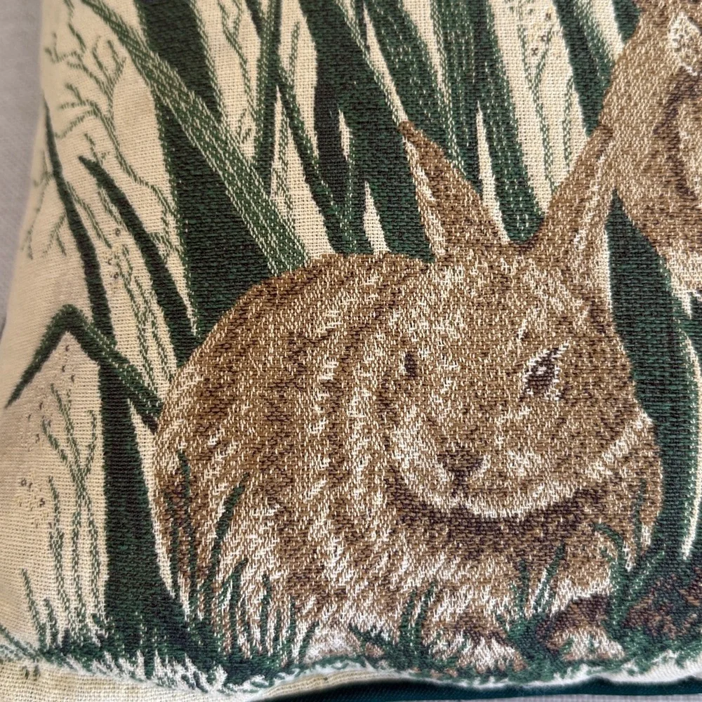 Riverdale Vintage Bunnies Rabbit Tapestry Pillow - Easter - Spring - Iris - USA
